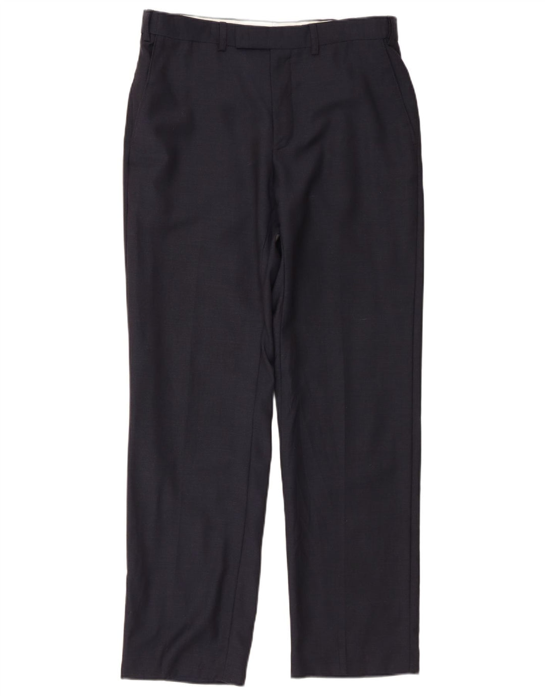 Pantaloni da abito dritti da uomo Marks & Spencer W32 L31 lana blu navy