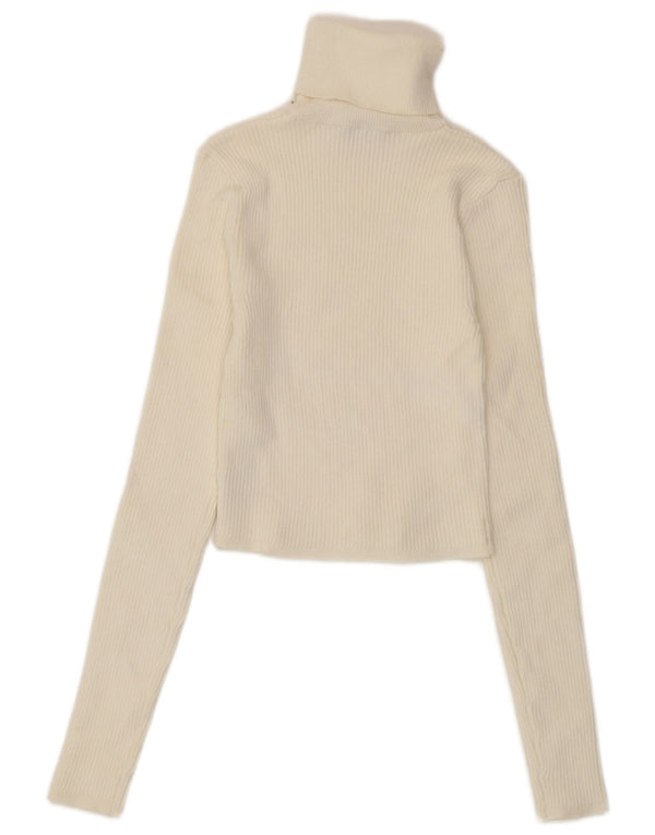 Maglione corto da donna Zara con collo alto, UK 12, viscosa bianca media