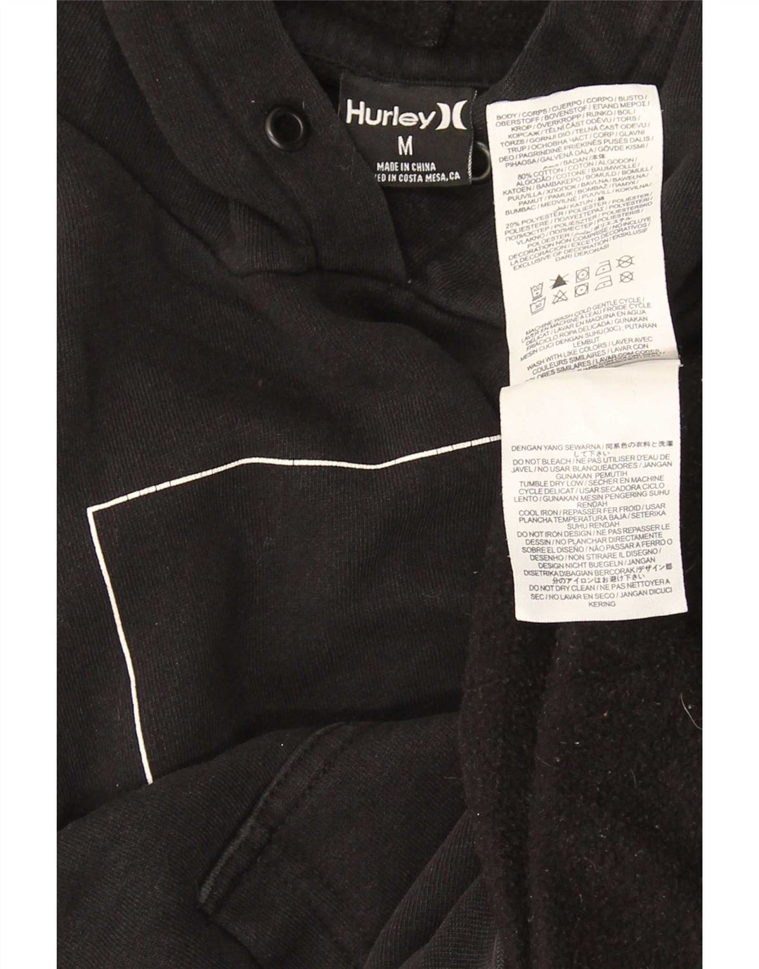 Felpa con cappuccio grafica Hurley da uomo in cotone nero medio