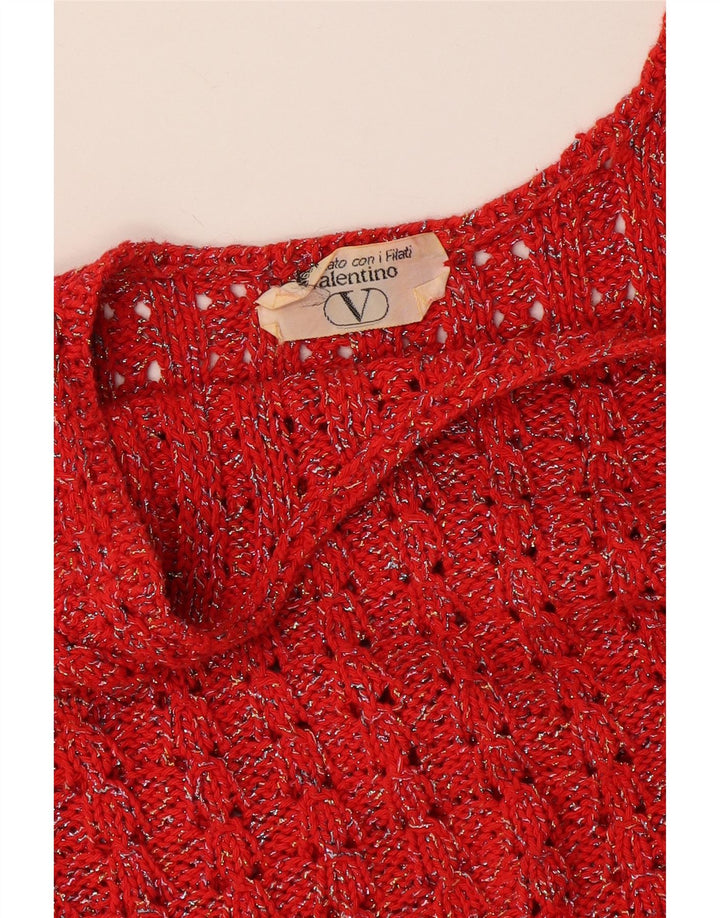 Top in camicetta corta in maglia da donna Valentino UK 12 rosso medio
