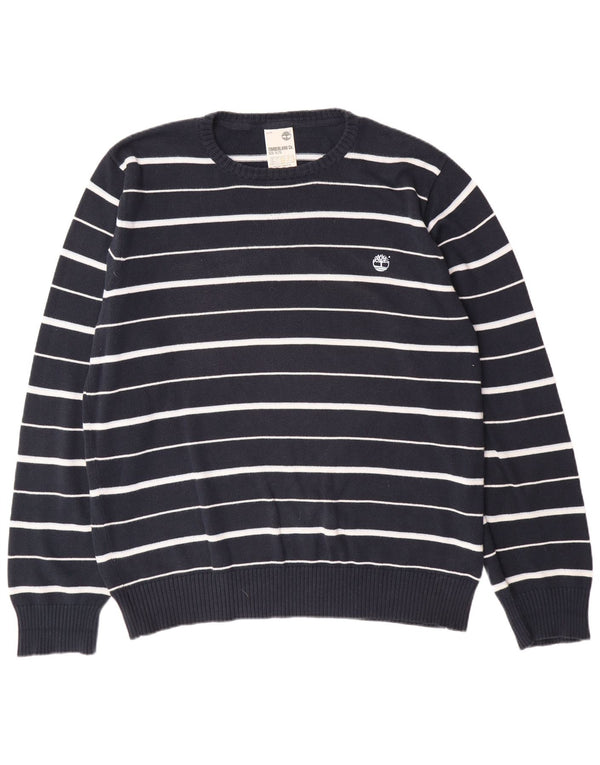 Maglione maglione girocollo da uomo TIMBERLAND XL cotone a righe blu navy