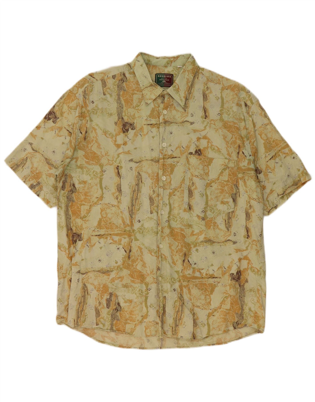 Camicia a maniche corte da uomo con motivo astratto Rodrigo taglia 42 grande cotone verde