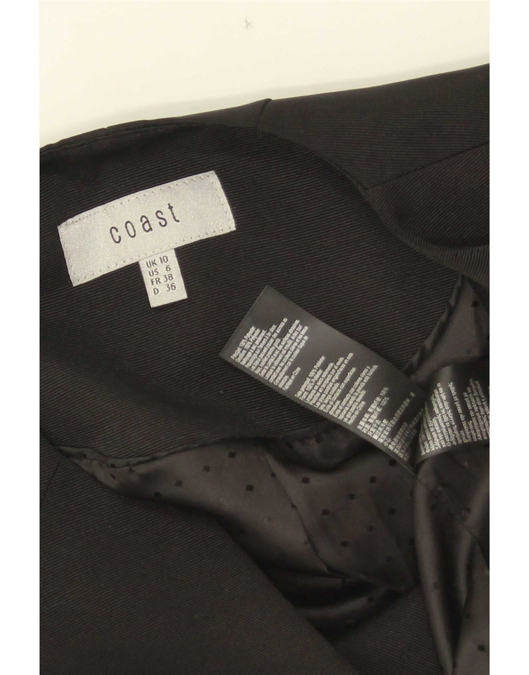 Giacca blazer corta da donna Coast con maniche a 3/4 UK 10 piccola in poliestere nero