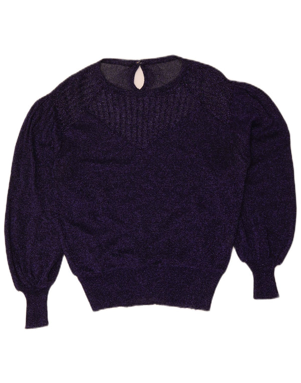 Maglione maglione vintage da donna con scollo a barca UK 14 Viola medio
