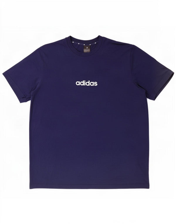 T-shirt grafica da uomo Adidas Top XL in cotone blu navy