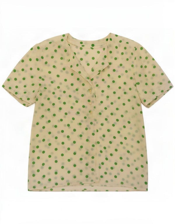 Camicia camicia vintage da donna UK 16 grande bianca maculata