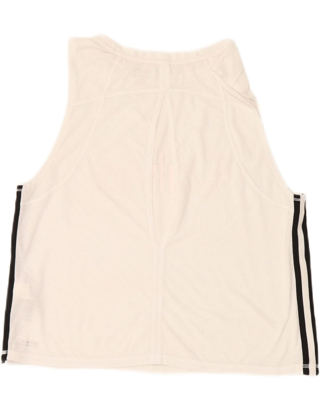 CALVIN KLEIN Womens Graphic Vest Top UK 14 Large White Polyester Vintage Calvin Klein and Second-Hand Calvin Klein from Messina Hembry 