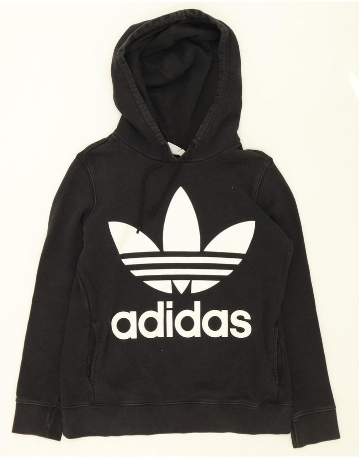 ADIDAS Womens Oversized Graphic Sweatshirt Jumper UK 10 Small Black Cotton Vintage Adidas and Second-Hand Adidas from Messina Hembry 