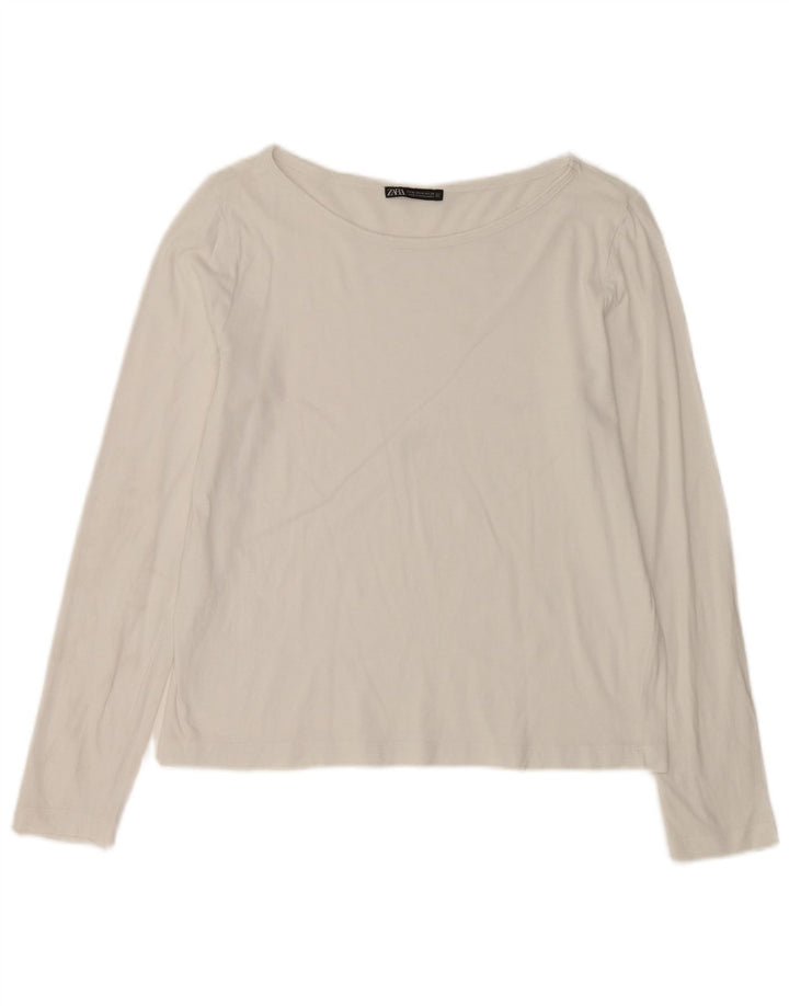 Top Zara da donna a maniche lunghe UK 14 bianco medio