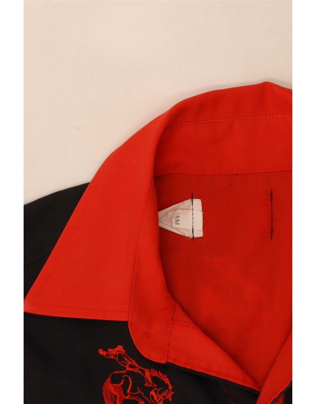 Camicia western da uomo vintage in poliestere color block rosso medio