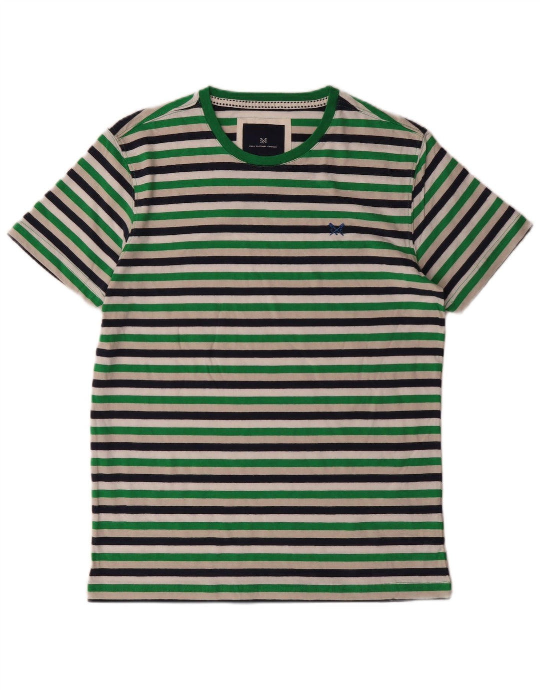 CREW CLOTHING Mens T-Shirt Top Small Multicoloured Striped Cotton