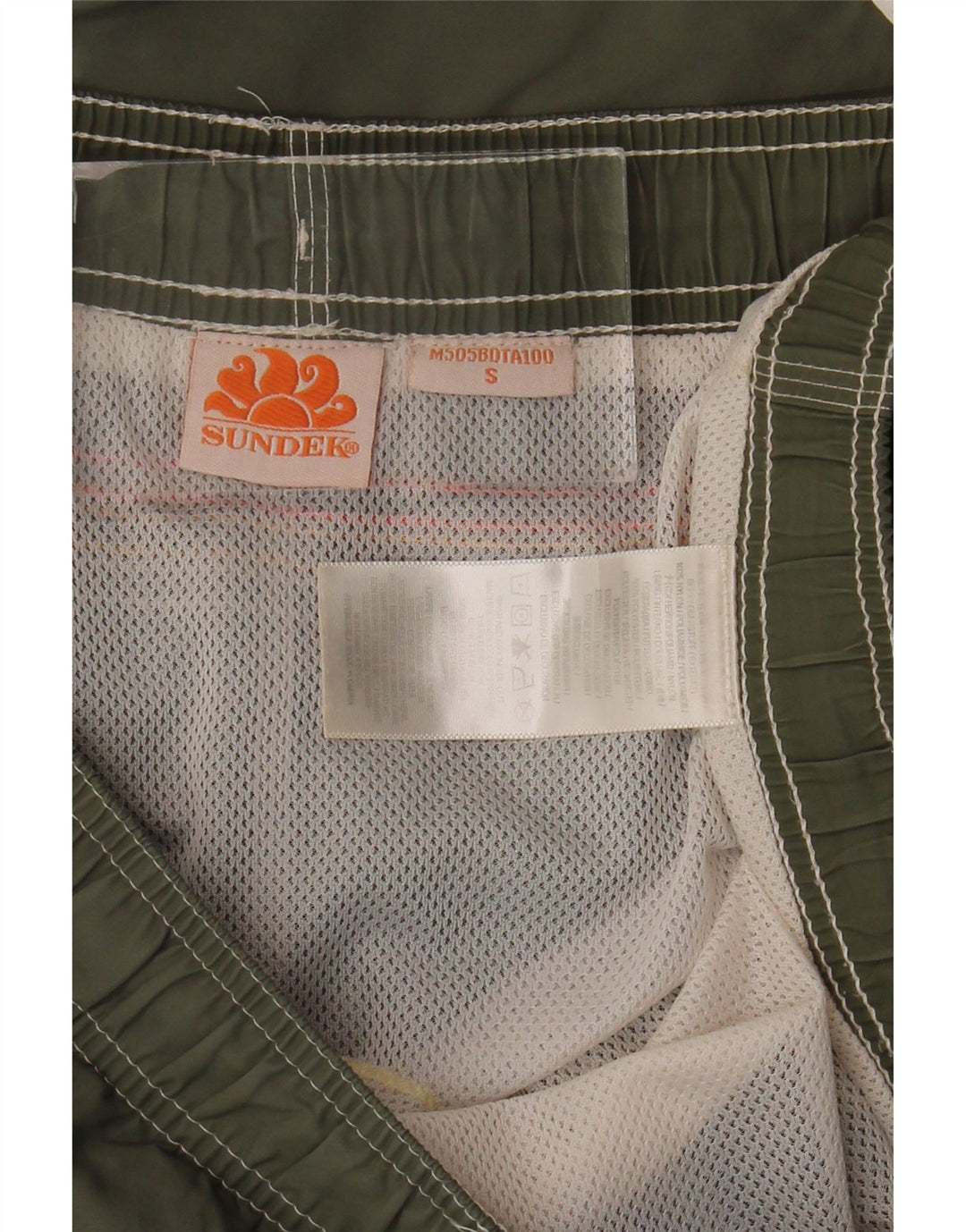 Pantaloncini da bagno da uomo Sundek piccoli in nylon color block kaki