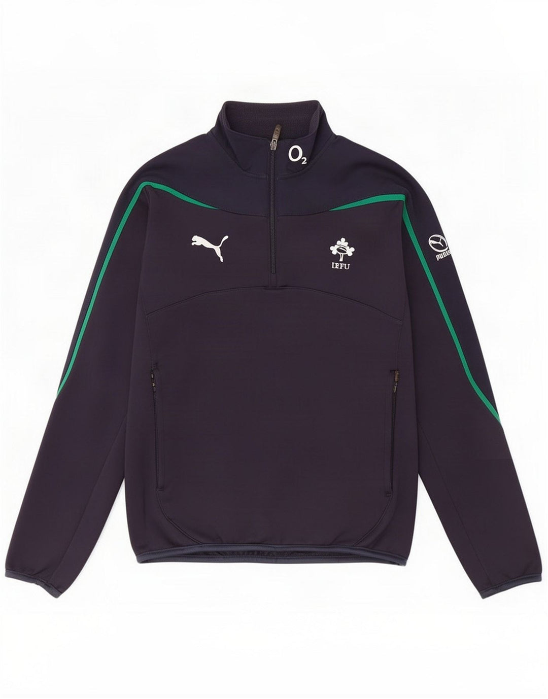 Puma Uomo IRFU Zip Neck Felpa Maglione Piccolo Blu Navy Poliestere