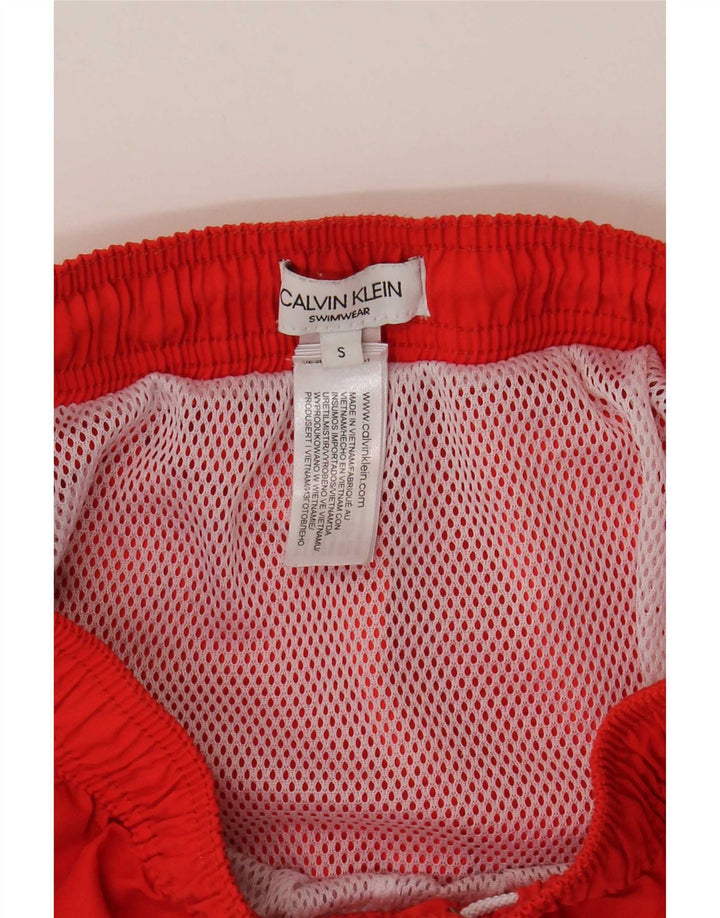 Pantaloncini da bagno grafici da uomo Calvin Klein piccoli in poliestere color block rosso