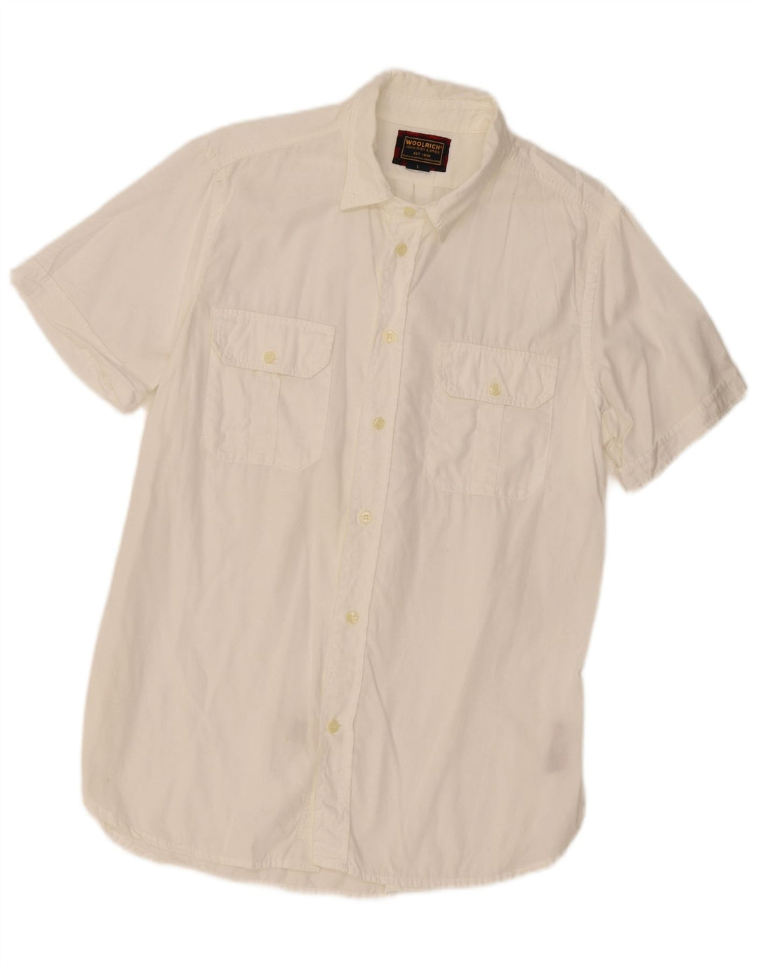 Camicia a maniche corte da uomo Woolrich Large in cotone bianco