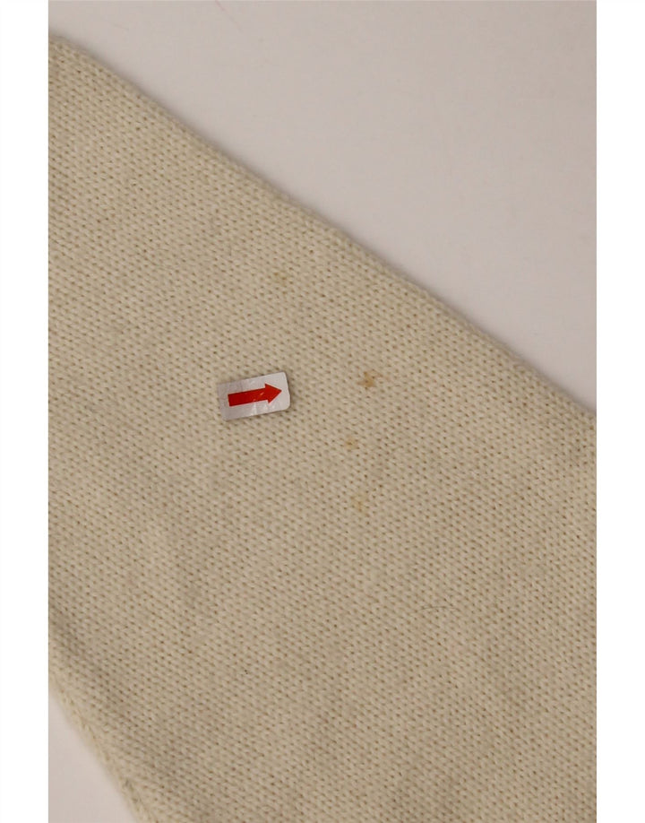 Maglione maglione collo alto corto da donna VINTAGE UK 14 medio bianco sporco