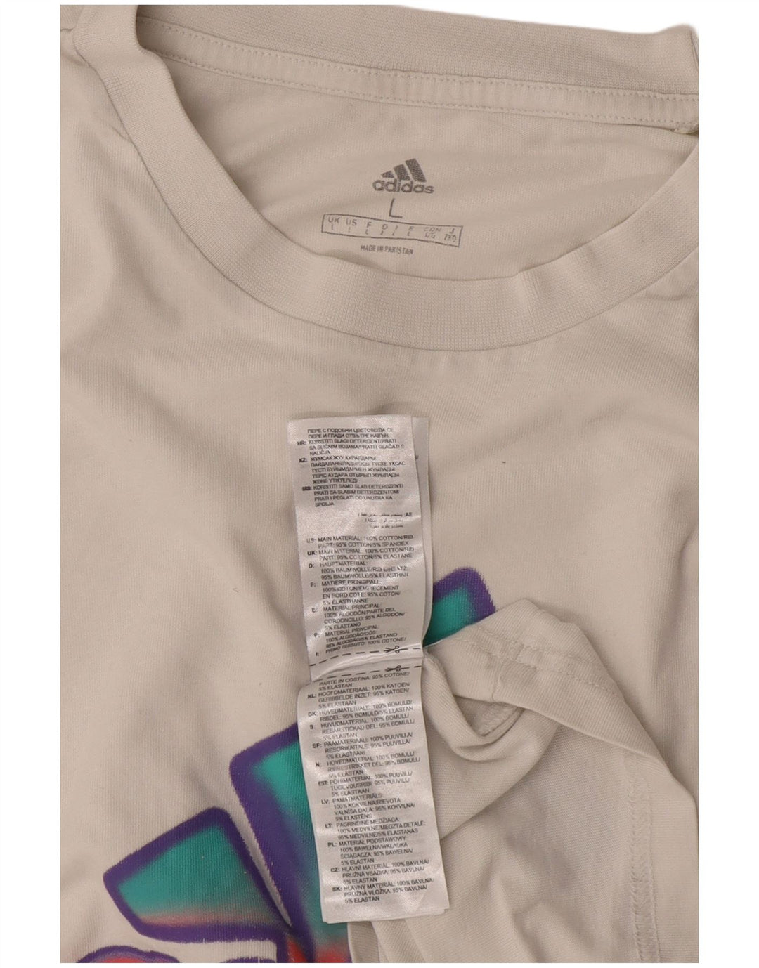 T-shirt grafica da uomo Adidas Top grande in cotone bianco