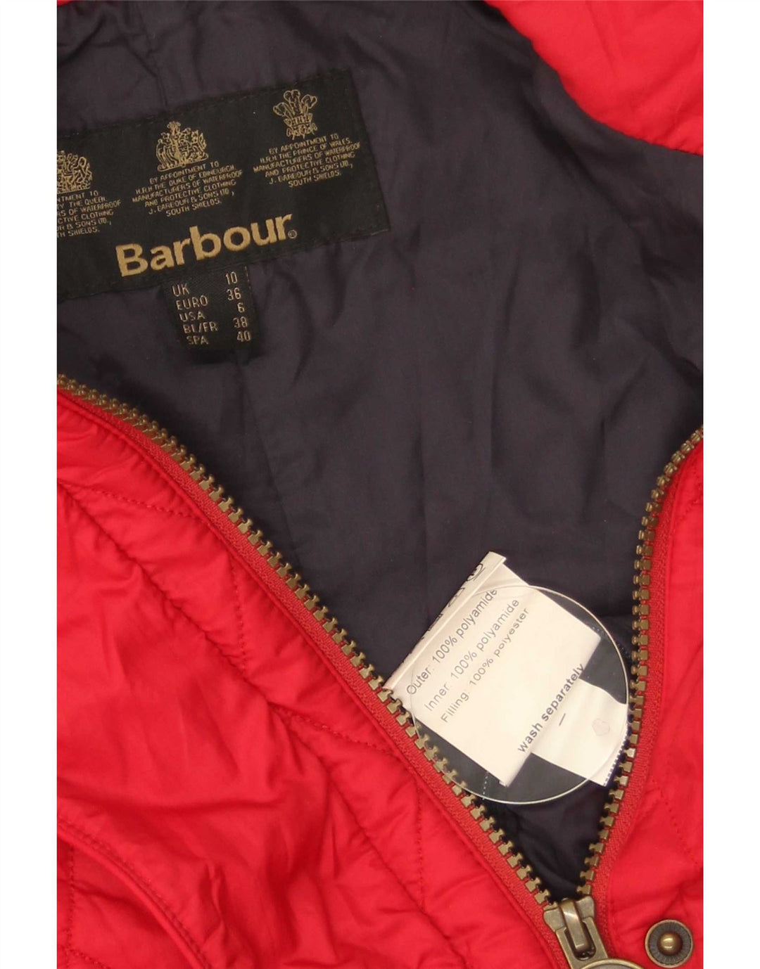 Giacca trapuntata da donna Barbour UK 10 Small rossa in poliammide