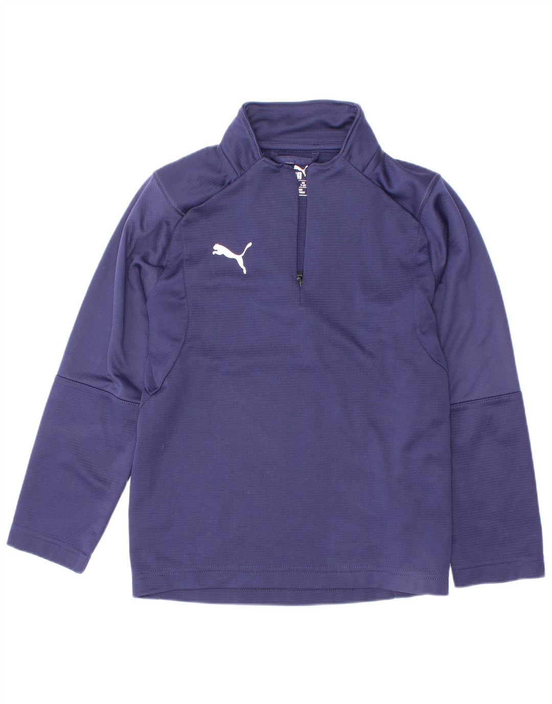 Top della tuta da ginnastica Puma da bambino con zip e collo, 7-8 anni, blu navy