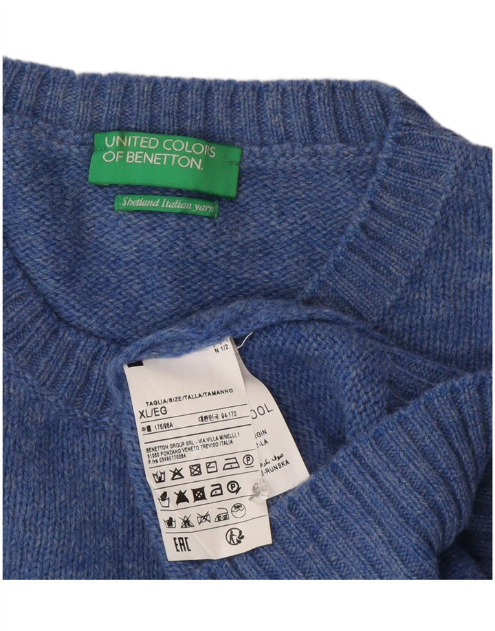 Maglione maglione girocollo da donna Benetton UK 18 XL lana blu