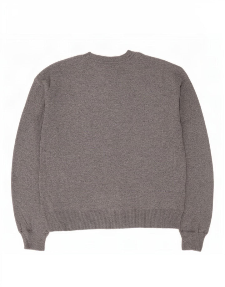 Oasis Maglione girocollo oversize con grafica da donna UK 10 Piccolo Grigio