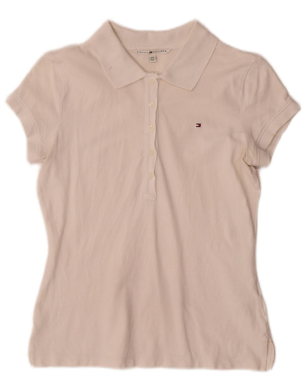 Polo da donna Tommy Hilfiger UK 10 piccola in cotone bianco