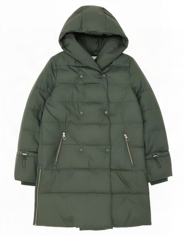 Cappotto imbottito oversize con cappuccio da donna Zara UK 10 piccolo verde in poliammide