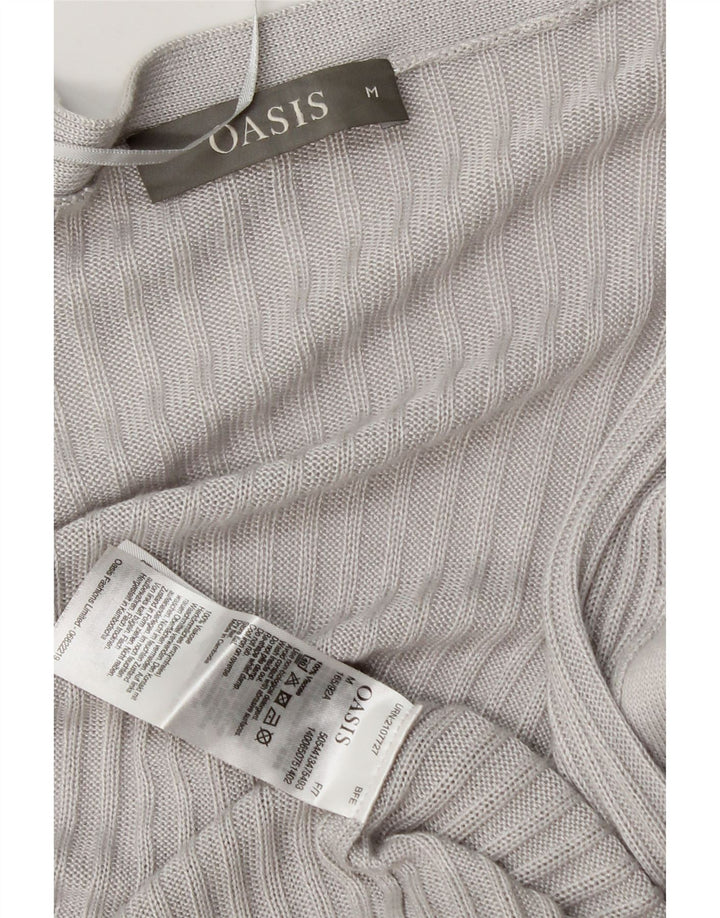 Maglione cardigan aperto lungo da donna Oasis UK 14 Viscosa grigio medio