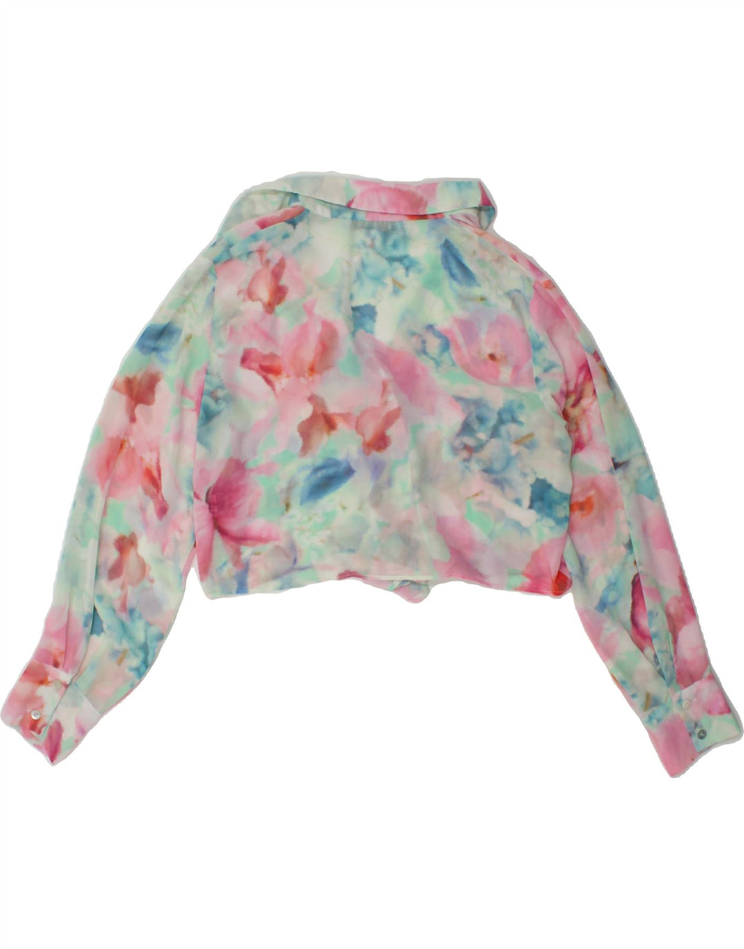ZARA Womens Front Tie Crop Shirt Blouse UK 12 Medium Multicoloured Floral Vintage Zara and Second-Hand Zara from Messina Hembry 