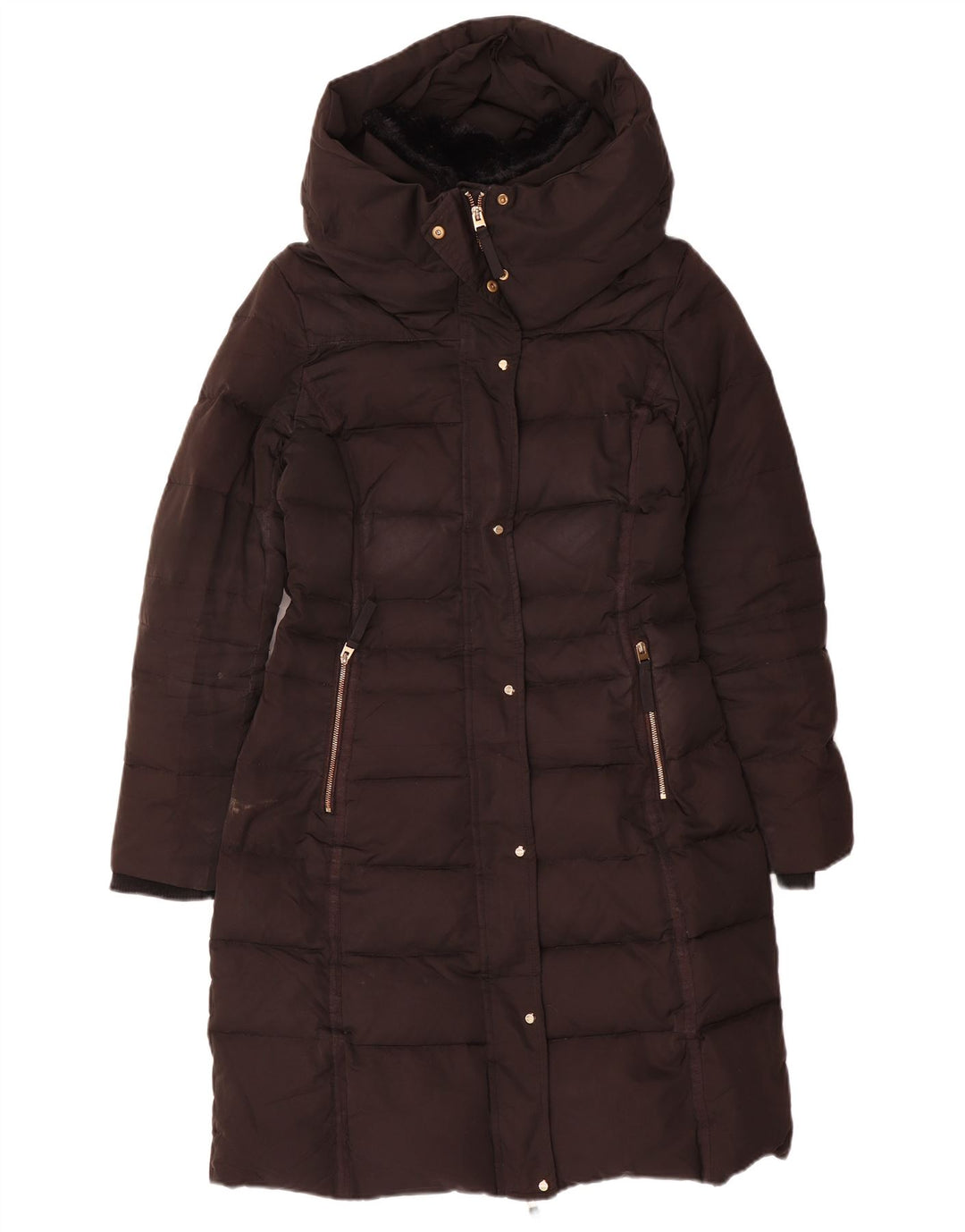 Giacca imbottita con cappuccio da donna Zara UK 10 piccola poliestere nero