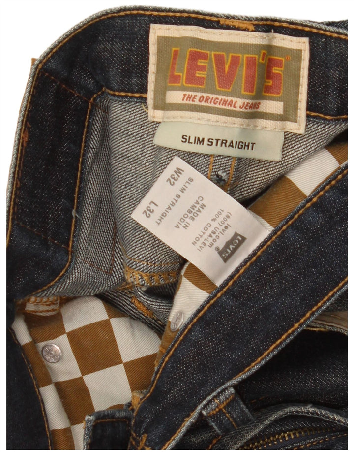 Jeans dritti slim da uomo Levi's W32 L32 in cotone blu navy