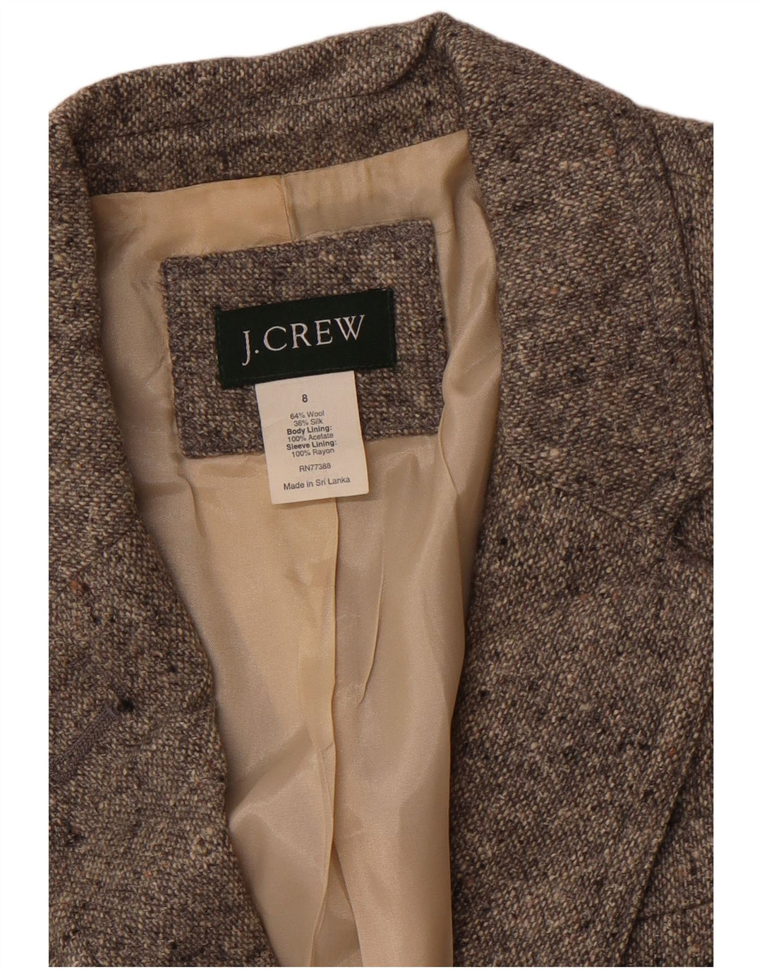 J. CREW Giacca blazer da donna a 2 bottoni US 8 Lana screziata grigio medio