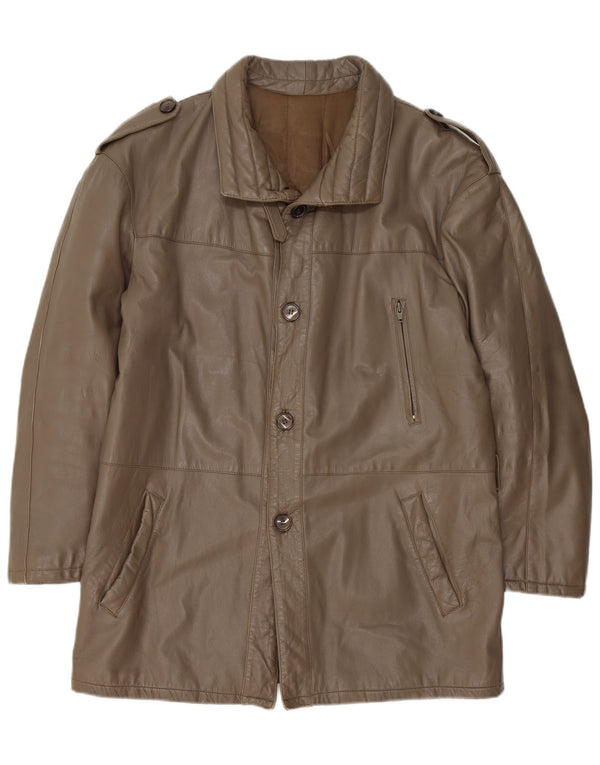 Giacca in pelle militare vintage da uomo IT 52 XL Marrone