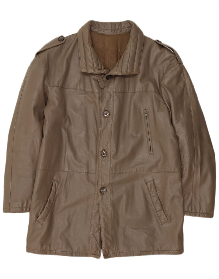 Giacca in pelle militare vintage da uomo IT 52 XL Marrone