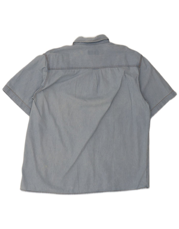 Camicia di jeans a maniche corte da uomo Duty Free, cotone blu grande