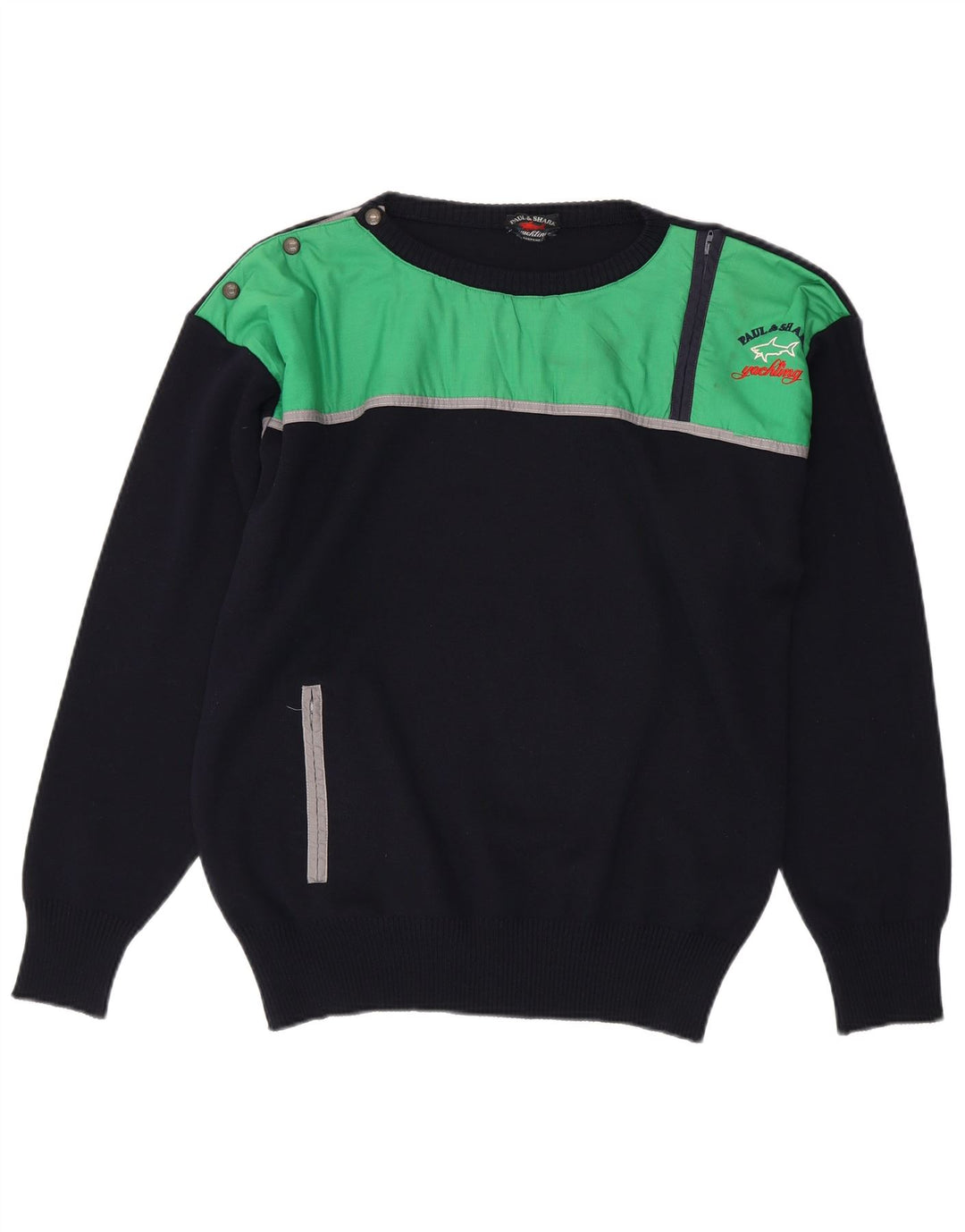 Paul & Shark Maglione da uomo con zip e collo in lana vergine blu navy medio