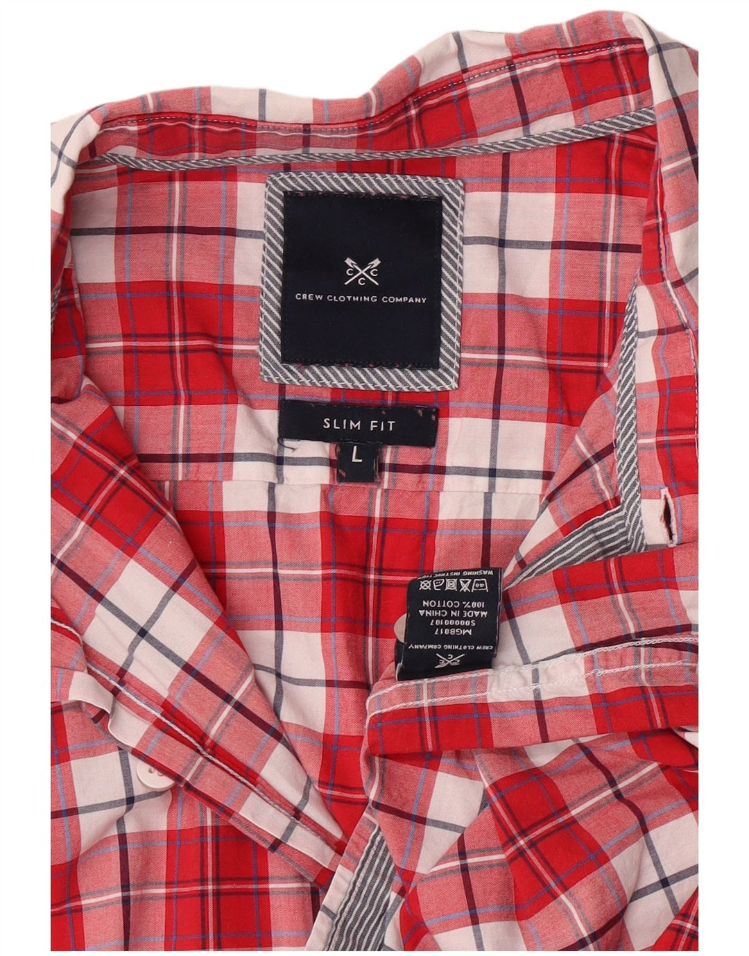 Crew Clothing Camicia slim fit da uomo in cotone a quadri rossi grandi