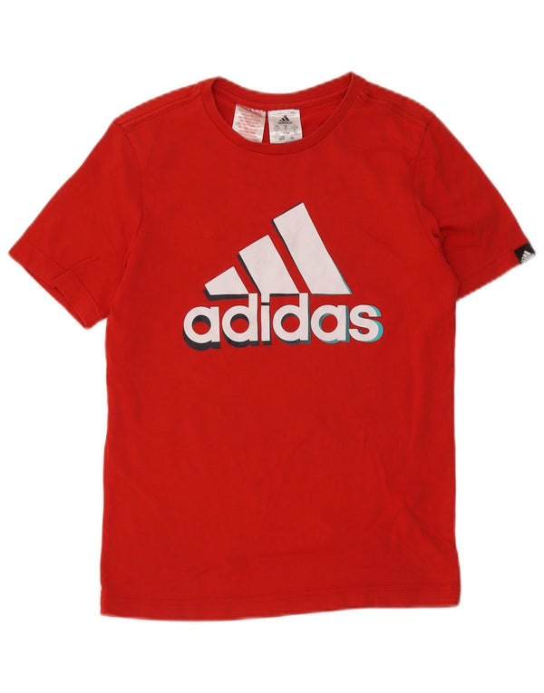 T-shirt grafica da ragazzo Adidas Top 11-12 anni in cotone rosso