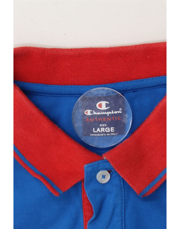 CHAMPION Mens Polo Shirt Large Blue