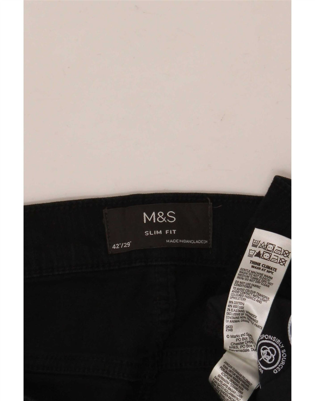 Jeans slim da uomo Marks & Spencer W42 L29 cotone nero