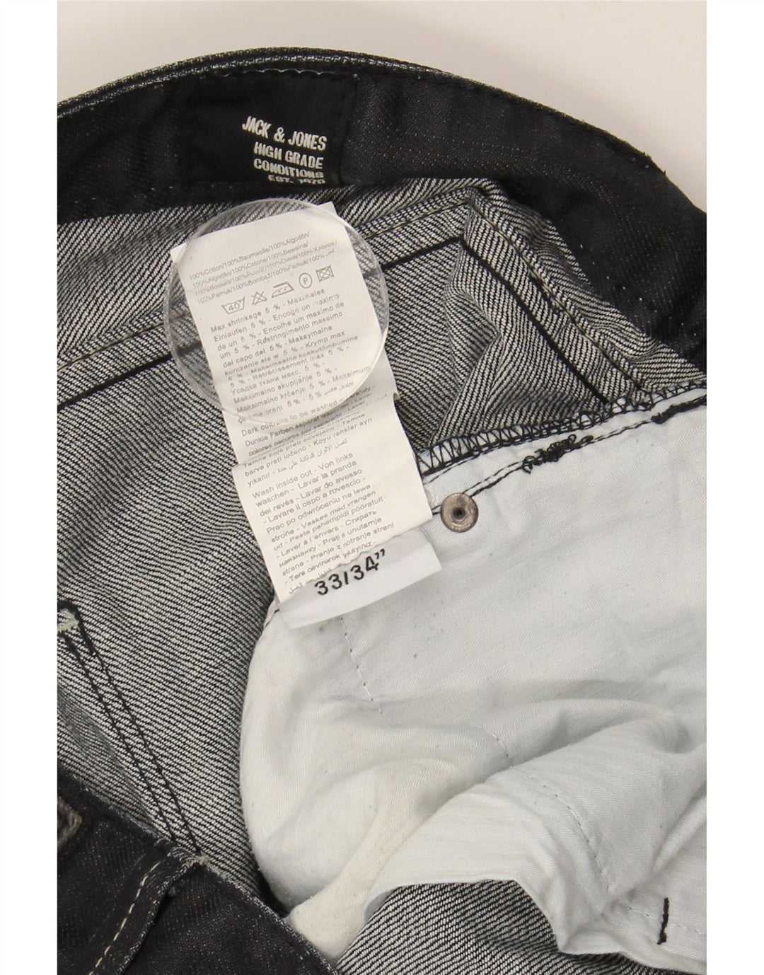 JACK & JONES Jeans dritti da uomo W33 L28 cotone nero