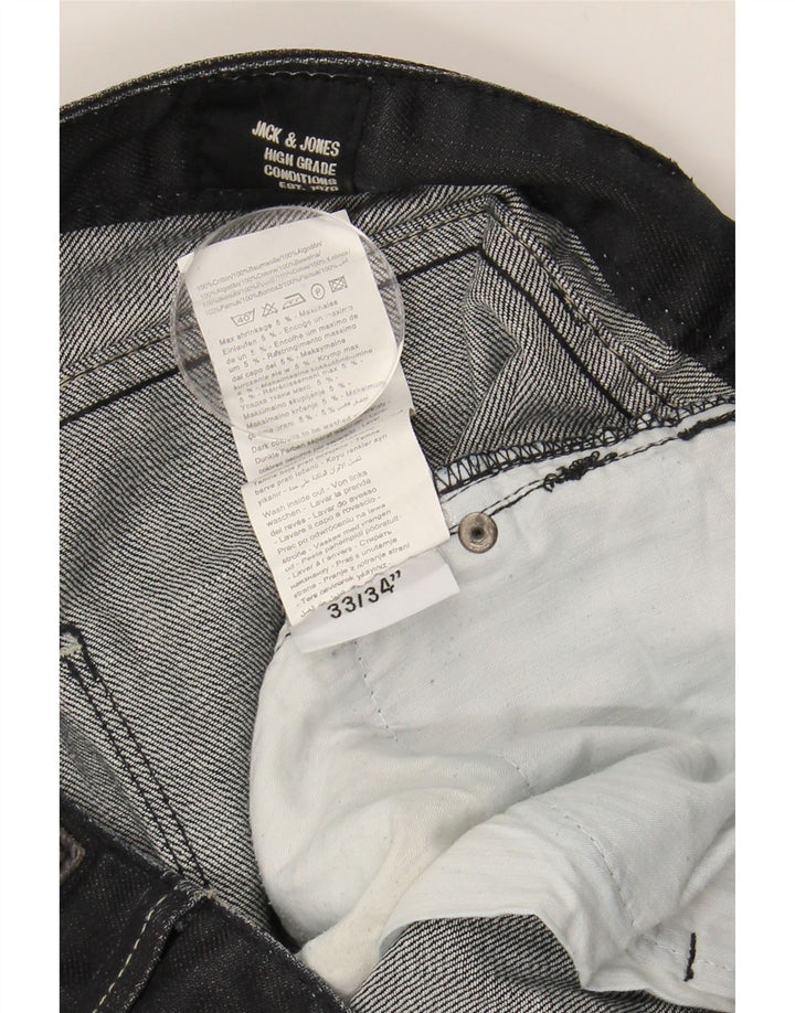 JACK & JONES Jeans dritti da uomo W33 L28 cotone nero