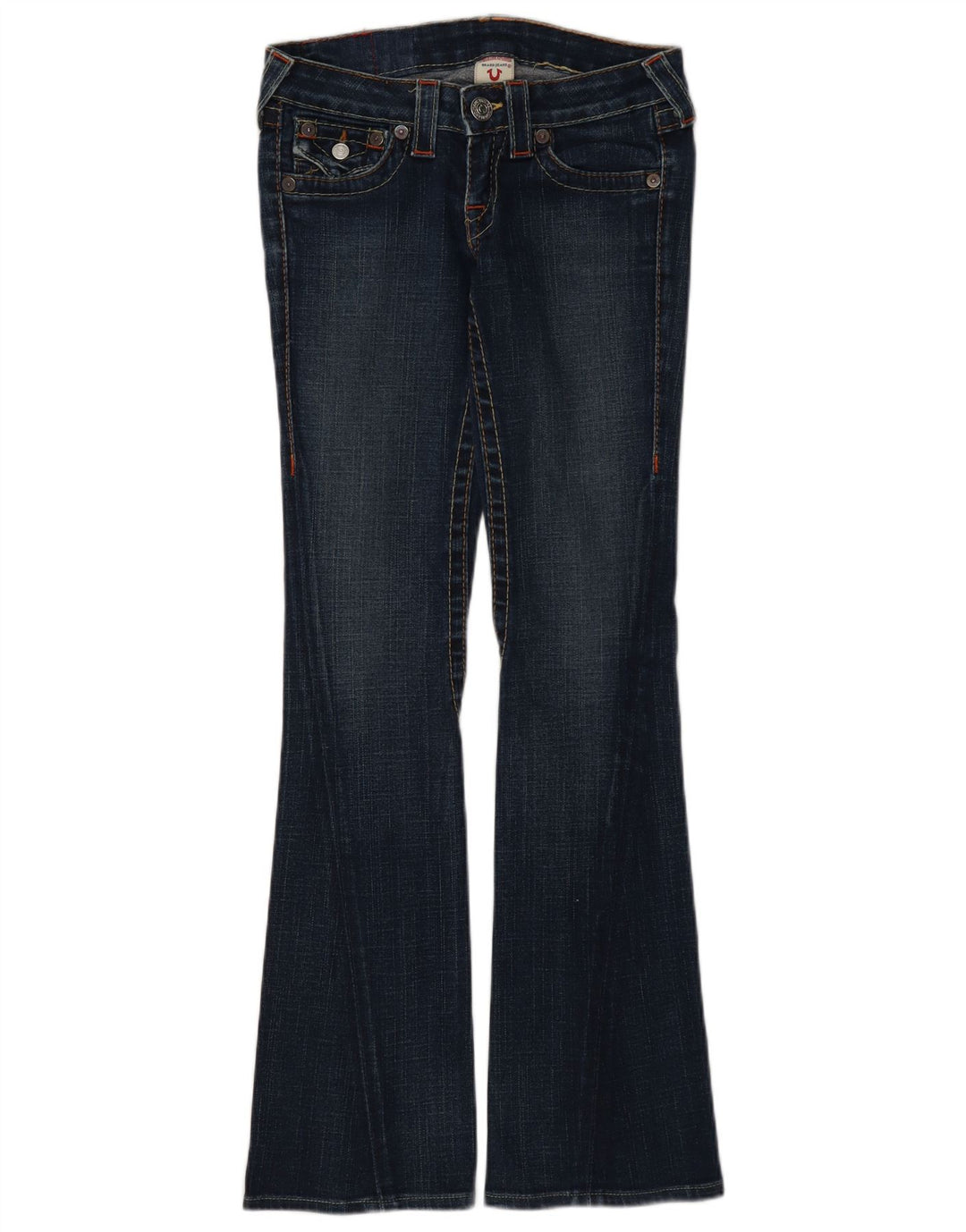 Jeans svasati a vita bassa da donna True Religion W25 L31 cotone blu