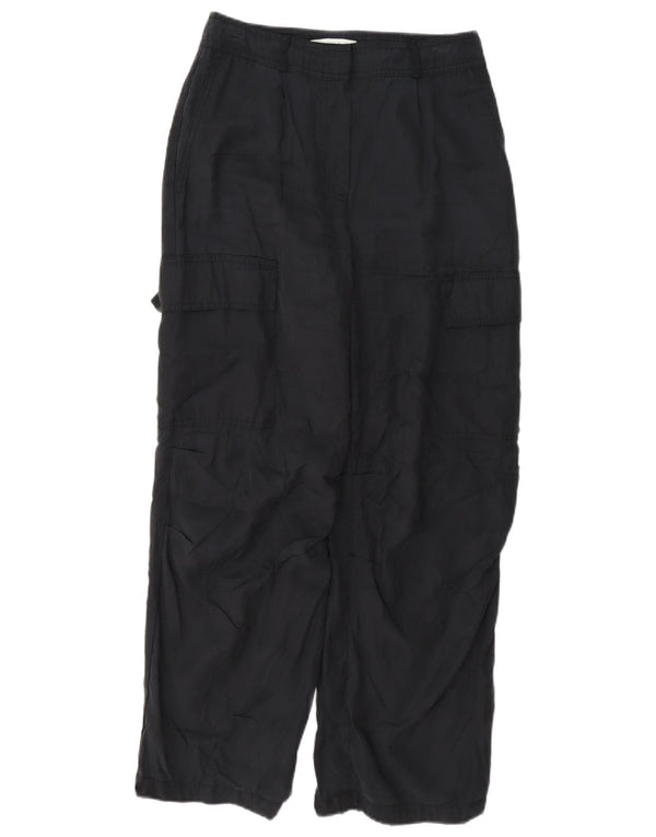 Pantaloni cargo larghi da donna Zara UK 8 piccoli W27 L26 blu navy modal