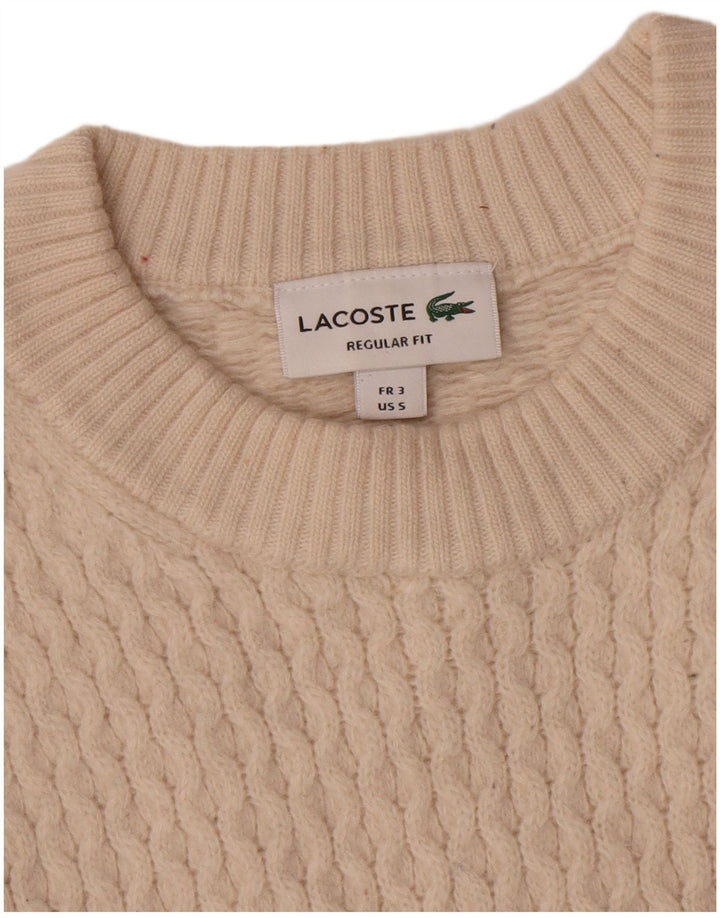 Maglione maglione girocollo da uomo vestibilità regolare Lacoste taglia 3 piccolo bianco sporco