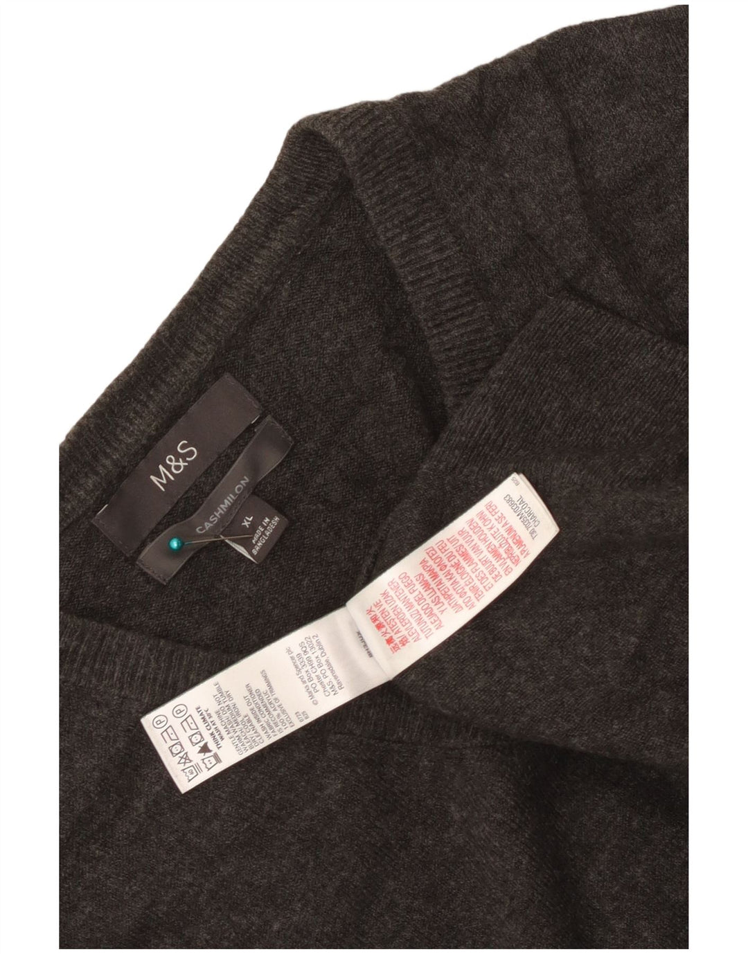 Maglione da uomo con scollo a V Marks & Spencer XL grigio acrilico