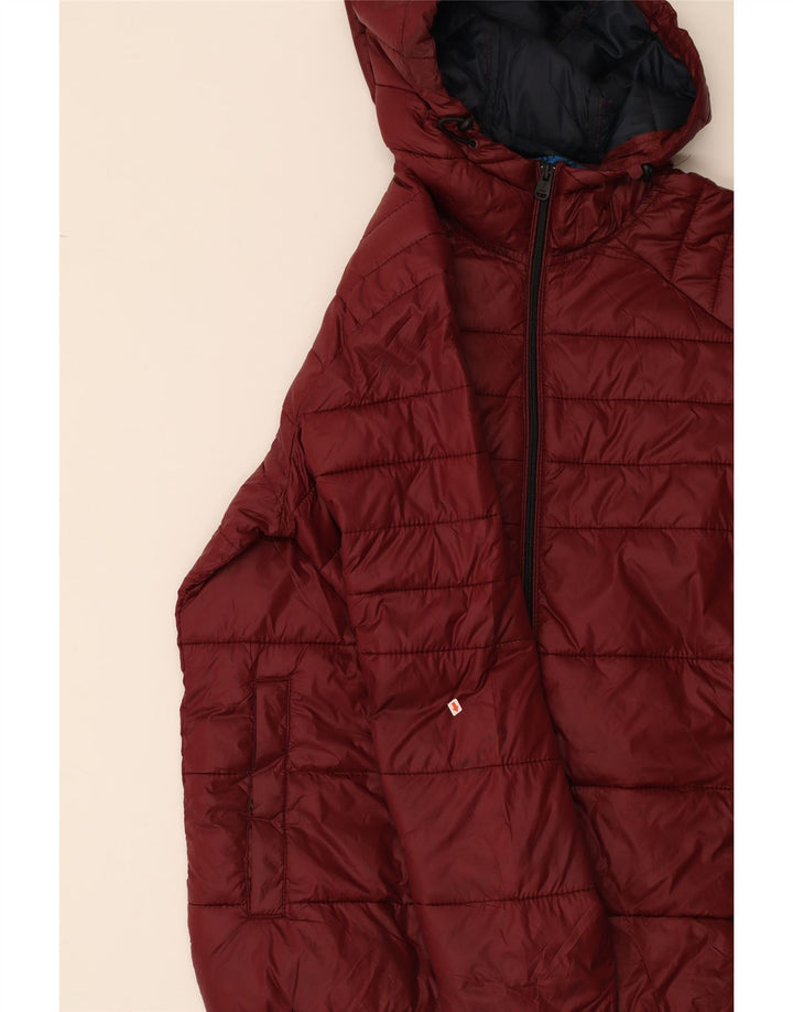 JACK & JONES Mens Hooded Padded Jacket UK 40 Large Maroon Nylon Vintage Jack & Jones and Second-Hand Jack & Jones from Messina Hembry 