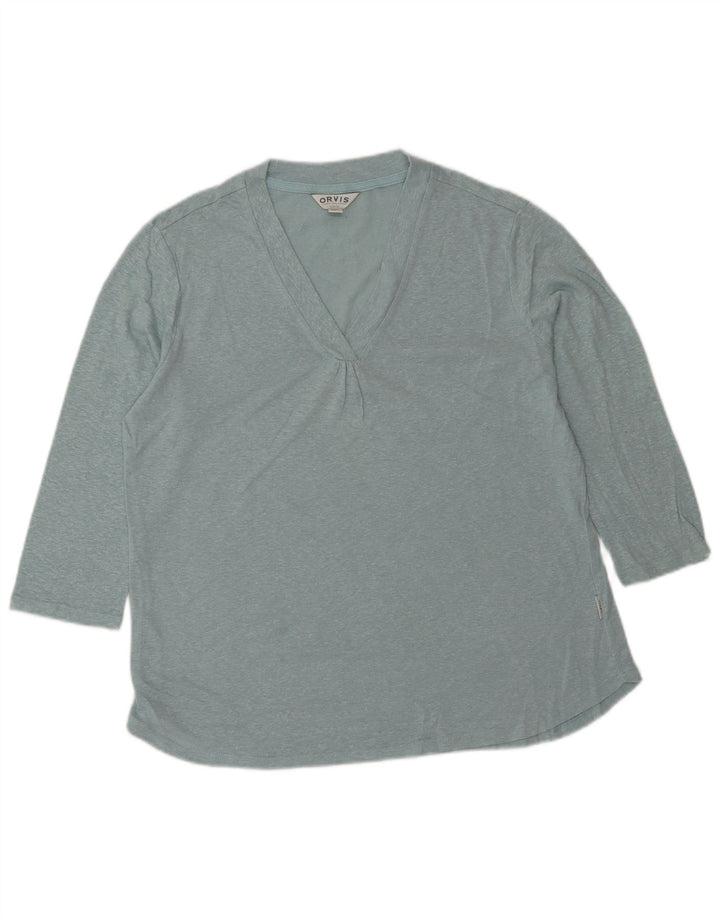 ORVIS Top oversize da donna manica 3/4 UK 10 piccolo blu
