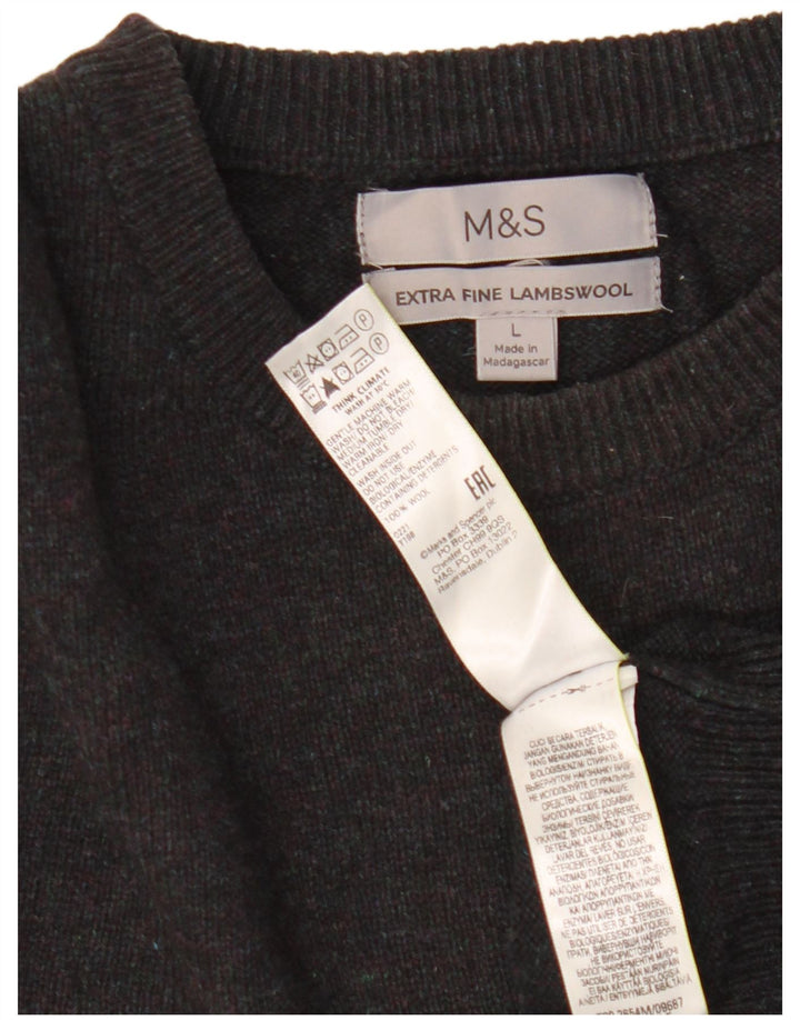 Maglione maglione girocollo da uomo Marks & Spencer grande lana nera