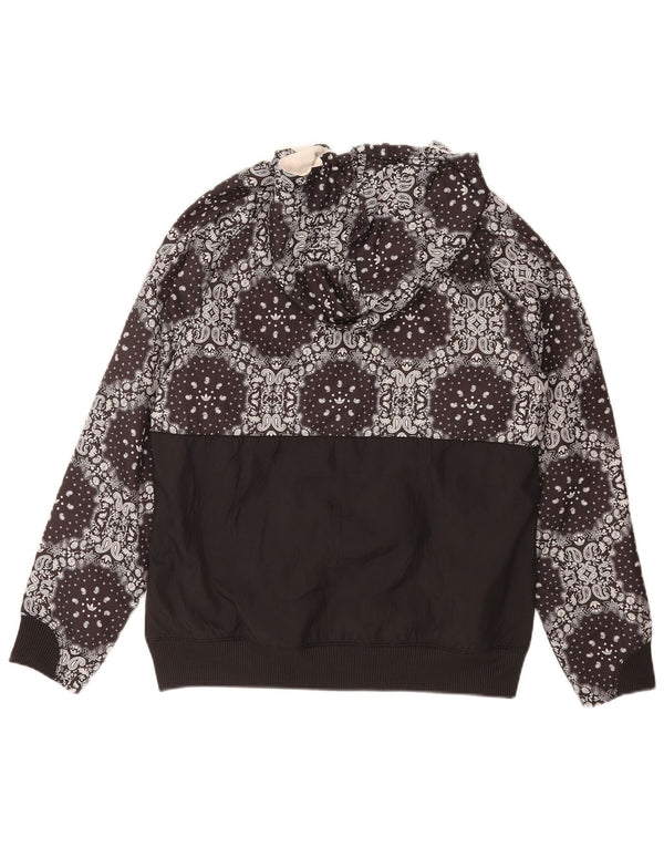 Maglione con cappuccio e zip da donna Adidas UK 16 Large Nero Paisley Poliestere
